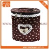Portable cylinder ziplock white dots brown polyester cute cosmetic case
