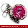 Portable metal foldable bag hanger keychain with rhinestone decoration