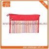 Portable red clutch stripes ziplock travel microfiber cosmetic bag