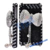 Pretty Bowknot Pattern Bling Diamond Case for iPhone 4(Black)