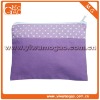 Pretty small canvas ziplock white dots girls fashion purple cosmetic pouch
