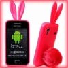 Prink silicone rabbit case for samsung S5830