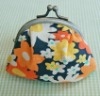 Printed canvas coin purse with metal frame closure