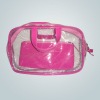 Promotional 25C transparent PVC+Leather cosmetic makeup bag