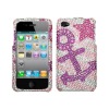 Purple Anchor Star Diamante Protector Cover For iPhone 4/4S