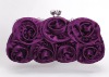 Purple Baguette Rose Flower Evening Bag Clutch Women Purse