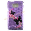 Purple Butterflies Both Sides Diamond Hard Case Shell Skin For Samsung Galaxy S2 i9100