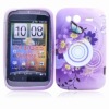 Purple Circle Flowers Silicone Shell Skin Cover For HTC G13 Wildfire S A510e A510c