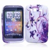 Purple Flowers Silicone Case Cover Shell For HTC G13 Wildfire S A510e A510c