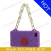 Purple Grid Wallet Silicone Case for iPhone 4