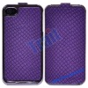 Purple Leather Coated Electroplating Hard Case Cover for Apple iPhone 4 4G with Retailed Packaging