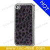 Purple Leopard Plush Rhinestone Electroplating Case for iPhone 4S