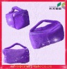 Purple PVC coated cotton cosmetic bag