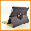Purple Rotatable Leather Case Cover with Standing for Apple iPad 2, Flip&Folio PU Protective Case with cute pattern, 7 colors
