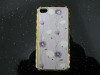 Purple flower leather case for iphone 4G/4S rhinestone case for iphone4