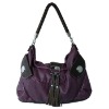 Purple with high quality washed PU material women shoulder bag handbags