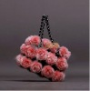 QD10230 Rex Rabbit Fur Handbag with Flowers