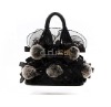 QD10329 Rex Rabbit Fur Handbag with Flowers