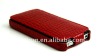 RED Crocodile leather FLIP case for iPhone 4