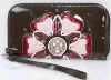 ROSES PATENT LEATHER ZIP AROUND ORGANIZER CLUTCH WALLET