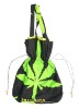Rasta style hand bag with marijuana leaf logo.