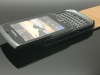 Real Cowskin Flip Leather Pouch For BlackBerry 9800 Black Color