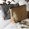 Real leather and Water canvas significant  credit card purse