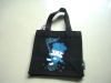 Recycled Black cotton canvas gusset bag with special design