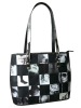 Recycled Inner tube + black & white magazine handbag, eco-friendly bag for women