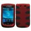 Red/Black Fishbone Rubberized Cover Case For BlackBerry 9800