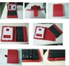 Red/Black independent keyboard PU case for ipad 2 (Mat ABS)