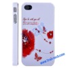 Red Flower Design Hard Case for iPhone 4