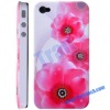 Red Flower Rhinestone Hard Protective Case for iPhone 4