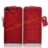 Red High Quality Genuine Leather Shell Cover Case For iPhone 4 4S