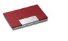 Red Leather - Engraved Business Card Case  with Stainless Steel Trim