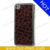 Red Leopard Plush Rhinestone Electroplating Case for iPhone 4S