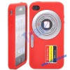Red New Camera Style Silicone Case For iPhone 4