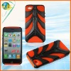 Red PC+silicone fishbone case for iphone 4G