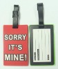 Red PVC luggage tag;Plastic luggage tag with loop strap