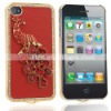 Red Peacock Crystal Plating Hard Back Case for iPhone 4
