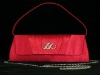 Red Satin Clutch w/ Diamante Ornament.