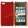 Red Shining Powder Design Hard Cover Plastic Case For iPhone 4G