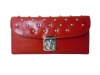 Red convenient silver hardware women lay purse shoulder bag