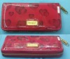 Red heart shiny zip round purse wallet