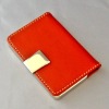 Red leather card wallet for women