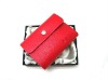 Red leather credit card holder