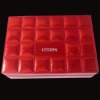 Red patent cosmetic box with lift off top