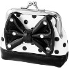 Retro Black and White Polka Dot with Ribbon Coin Purse