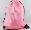 Reusable 210D pink plain drawstring bag