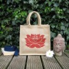 Reusable recycled natural jute bags with print